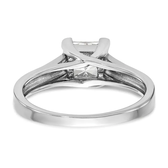 Goldia 150ct CZ Solid Real 14k White Gold Square Solitaire Engagement Ring Rings