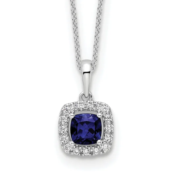 Goldia 10k White Gold 14 Ct Lab Grown Diamond VSSI G and Created Sapphire 18 inch Pendant Necklace Necklaces