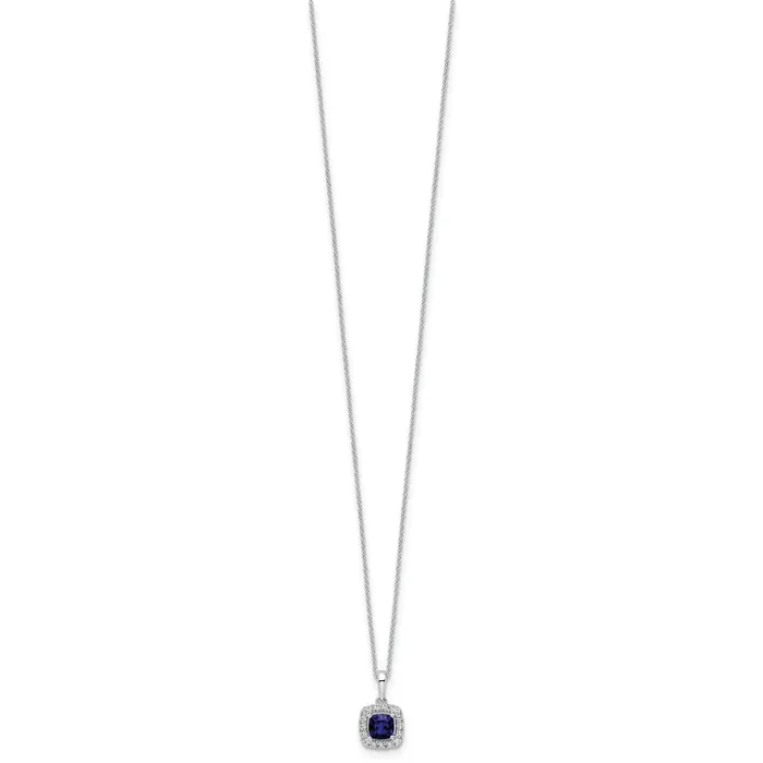 Goldia 10k White Gold 14 Ct Lab Grown Diamond VSSI G and Created Sapphire 18 inch Pendant Necklace Necklaces