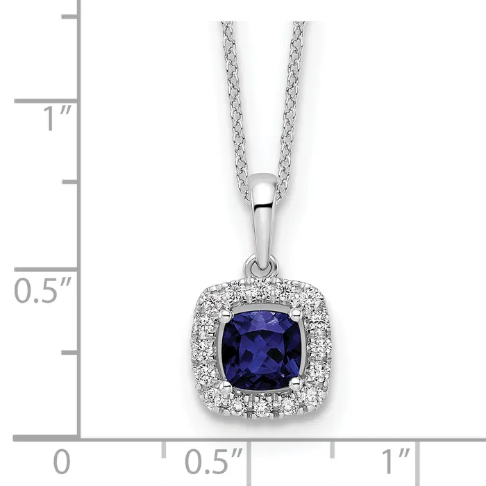 Goldia 10k White Gold 14 Ct Lab Grown Diamond VSSI G and Created Sapphire 18 inch Pendant Necklace Necklaces