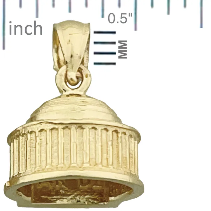 Goldia 14K Gold 3D Washington DC Jefferson Memorial Charm Charm Necklaces