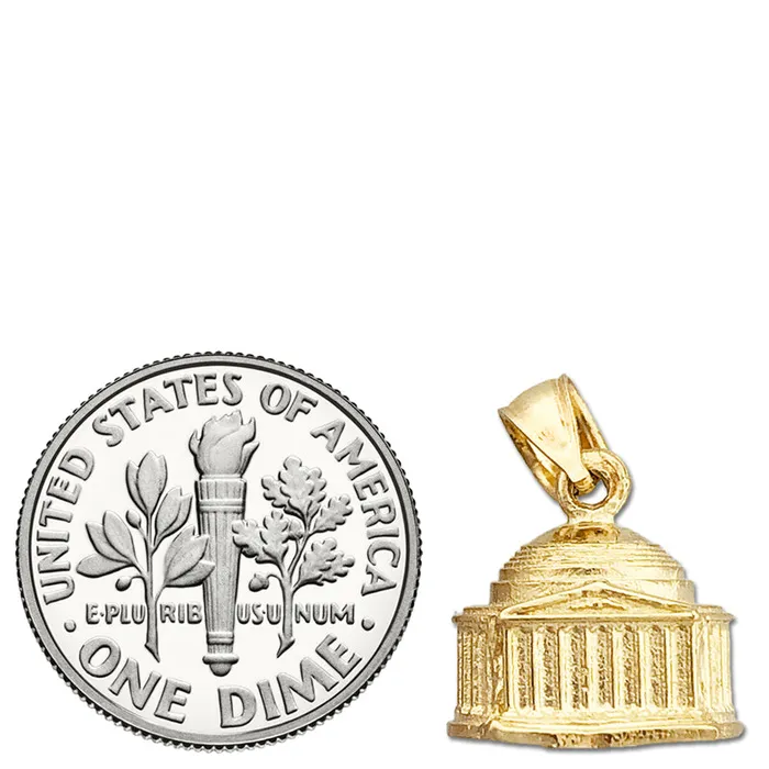 Goldia 14K Gold 3D Washington DC Jefferson Memorial Charm Charm Necklaces