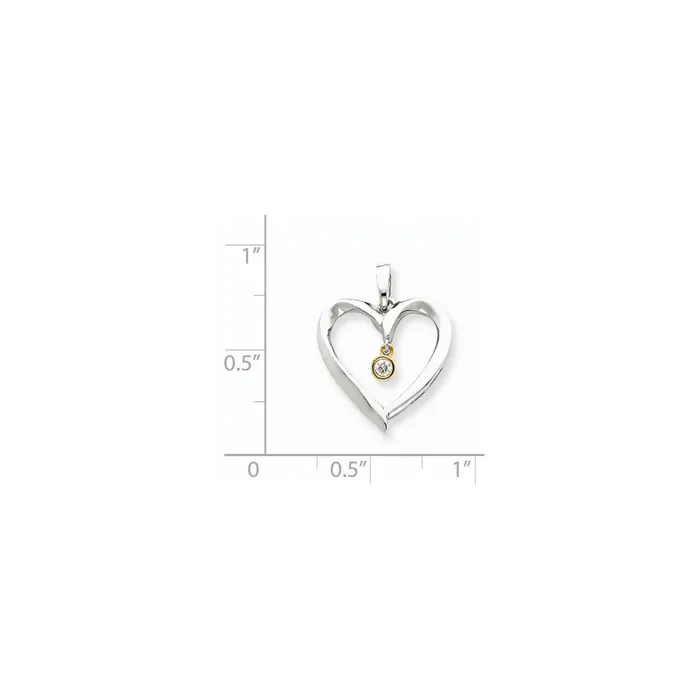 Goldia 14k TwoTone Gold Real Diamond Heart Pendant Rings