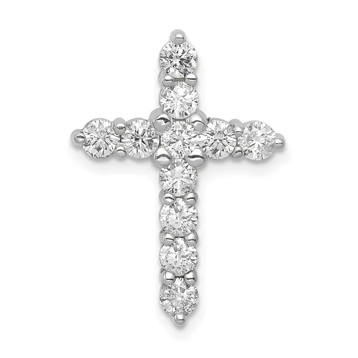 Goldia 14k White Gold 1 Ct Lab Grown Diamond VSSI G Cross Chain Slide Pendant Necklaces