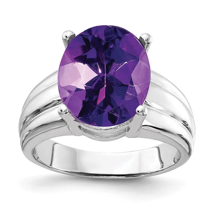 Goldia 14k White Gold 12x10mm Oval Amethyst ring Rings