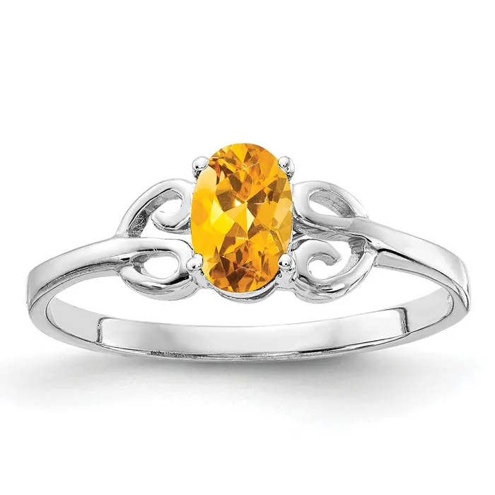 Goldia 14k White Gold 6x4mm Oval Citrine ring Rings