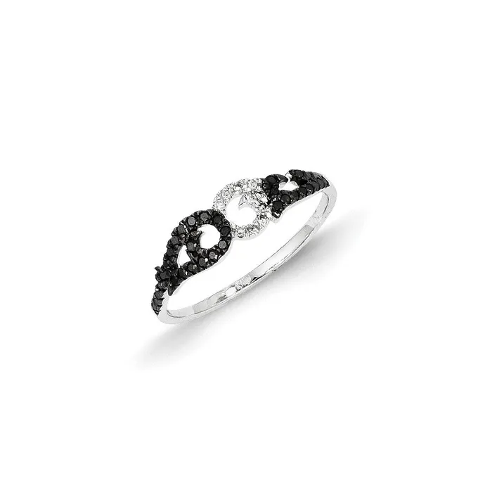 Goldia 14k White Gold Black and White Diamond Ring Rings