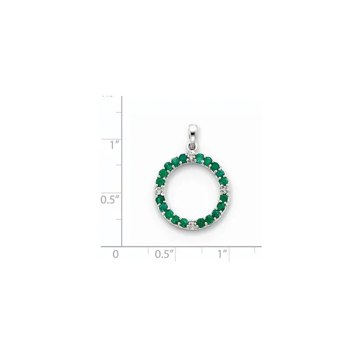 Goldia 14k White Gold Emerald u0026 Real Diamond Circle Pendant Necklaces