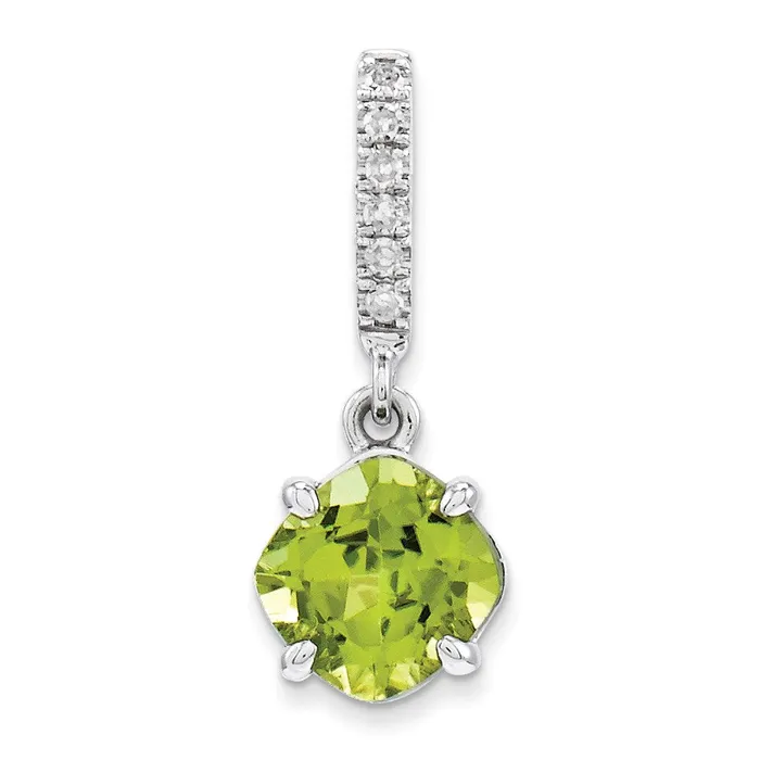 Goldia 14k White Gold Real Diamond and Peridot Pendant Necklaces