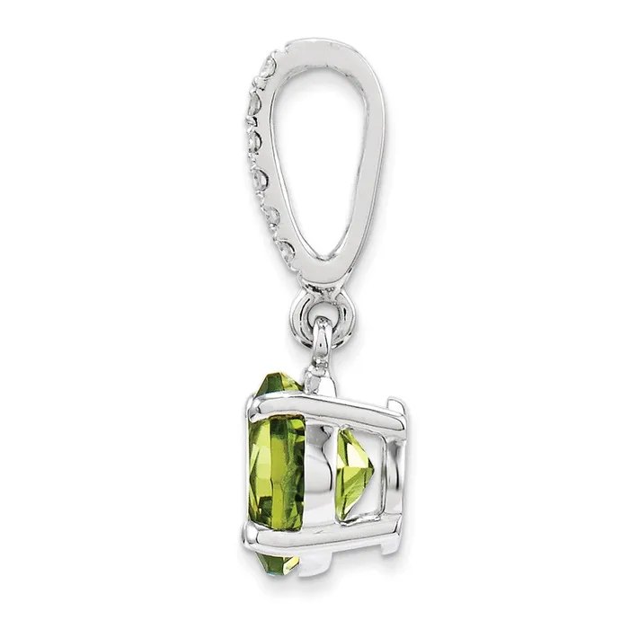 Goldia 14k White Gold Real Diamond and Peridot Pendant Necklaces