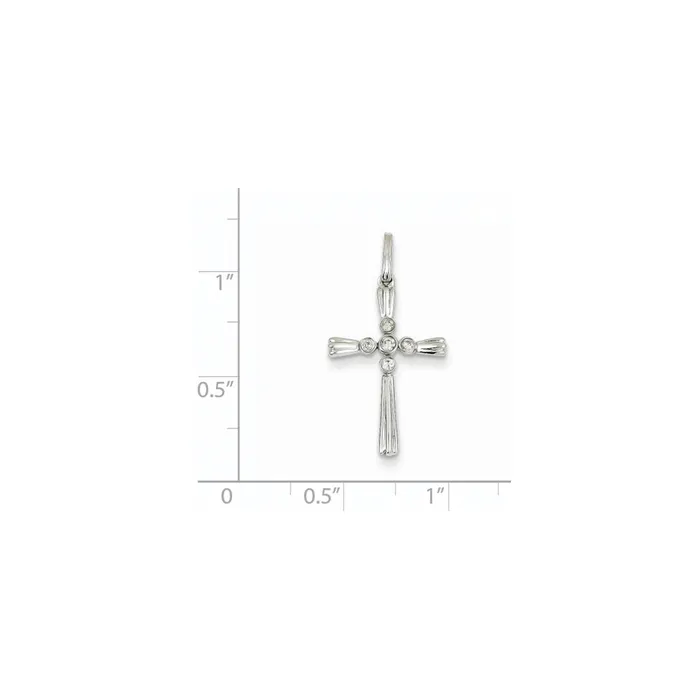 Goldia 14K White Gold Real Diamond Cross Pendant Necklaces