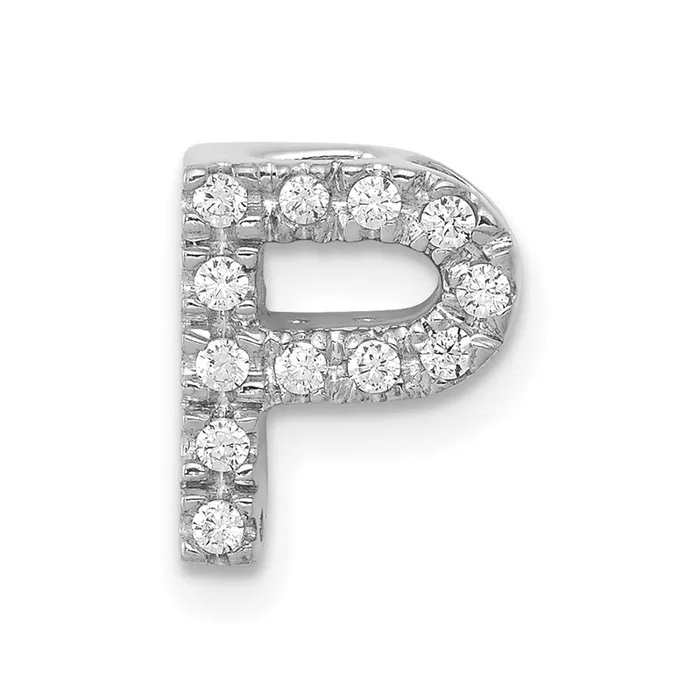 Goldia 14K White Gold Real Diamond Letter P Initial Charm Charm Necklaces