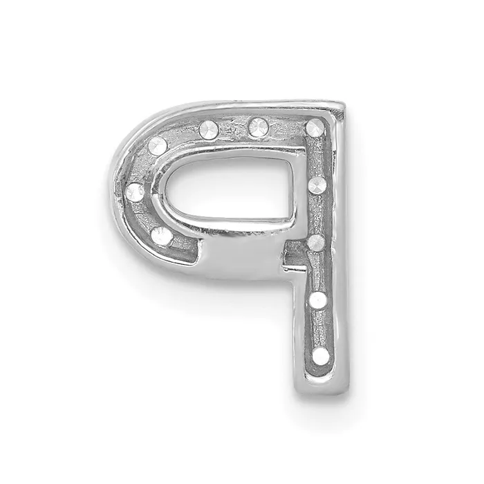 Goldia 14K White Gold Real Diamond Letter P Initial Charm Charm Necklaces