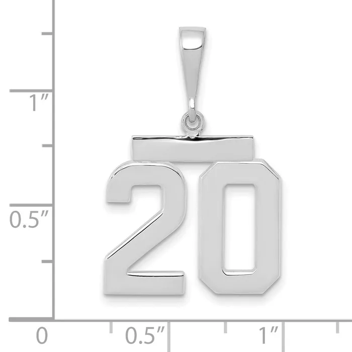 Goldia 14k White Goldw Medium Polished Number 20 Charm Charm Necklaces