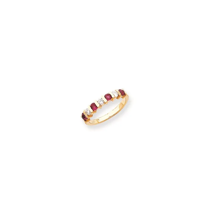 Goldia 14k Yellow Gold 275mm Ruby AA Diamond Anniversary Band Rings