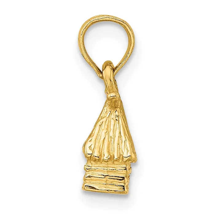 Goldia 14k Yellow Gold 3D Bungalow Island Hut Charm Charm Necklaces