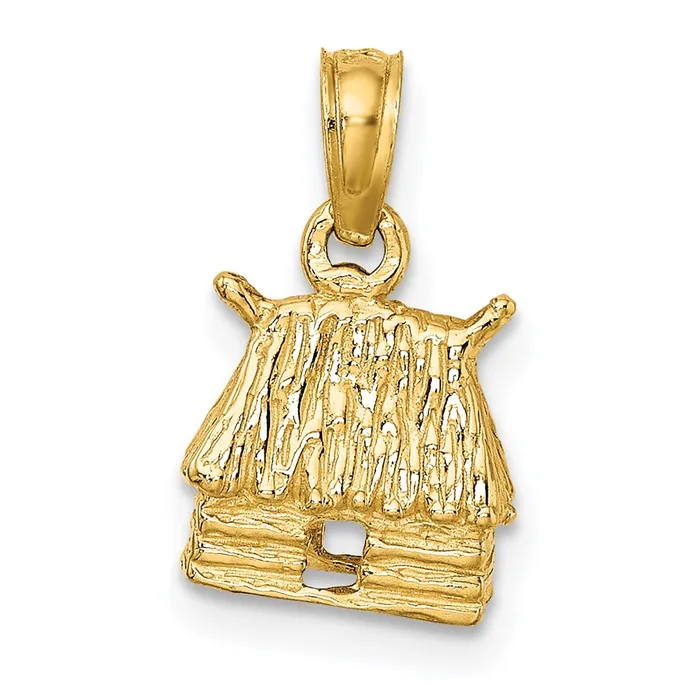 Goldia 14k Yellow Gold 3D Bungalow Island Hut Charm Charm Necklaces