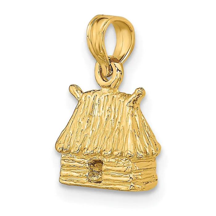 Goldia 14k Yellow Gold 3D Bungalow Island Hut Charm Charm Necklaces