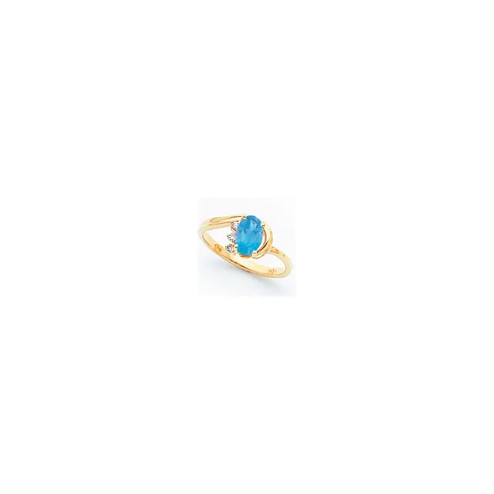 Goldia 14k Yellow Gold 7x5mm Oval Blue Topaz AAA Diamond ring Rings