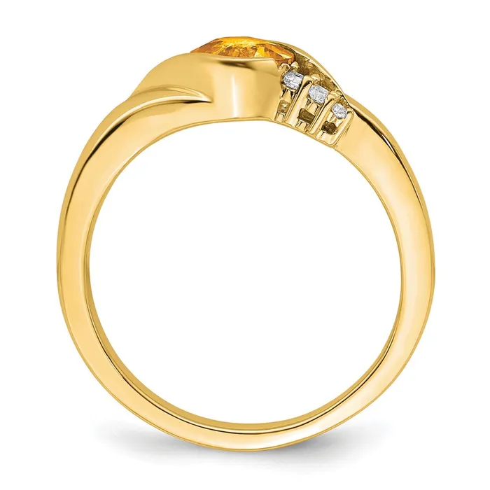 Goldia 14K Yellow Gold Citrine and Real Diamond Ring Rings