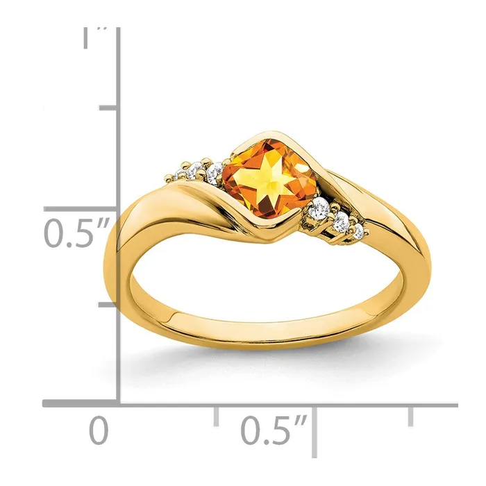 Goldia 14K Yellow Gold Citrine and Real Diamond Ring Rings