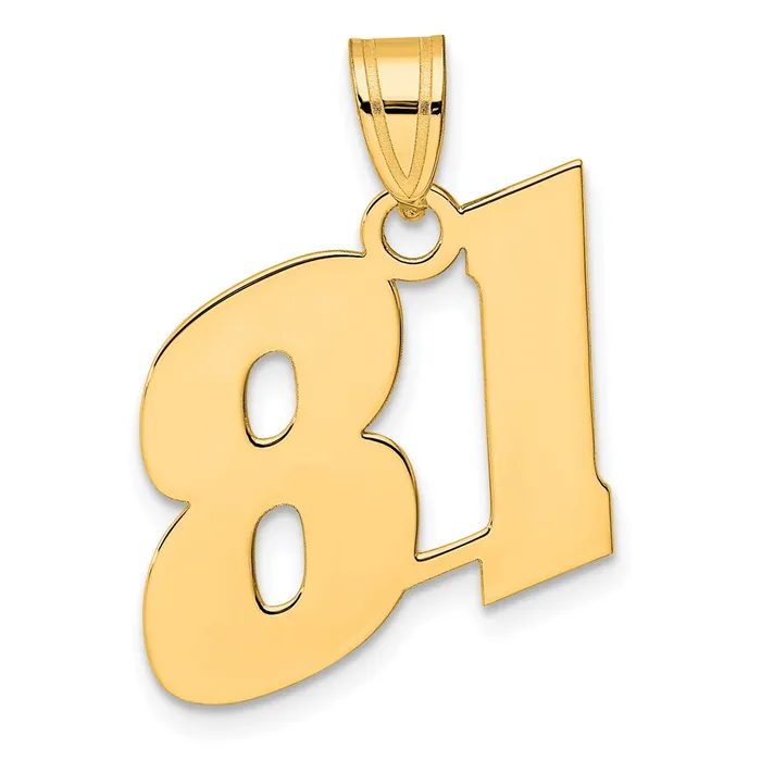 Goldia 14k Yellow Gold Polished Block Number 81 Pendant PreStyled Sets