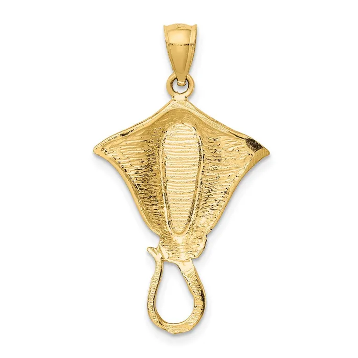 Goldia 14k Yellow Gold Polished Created Blue Opal Stingray Pendant Necklaces