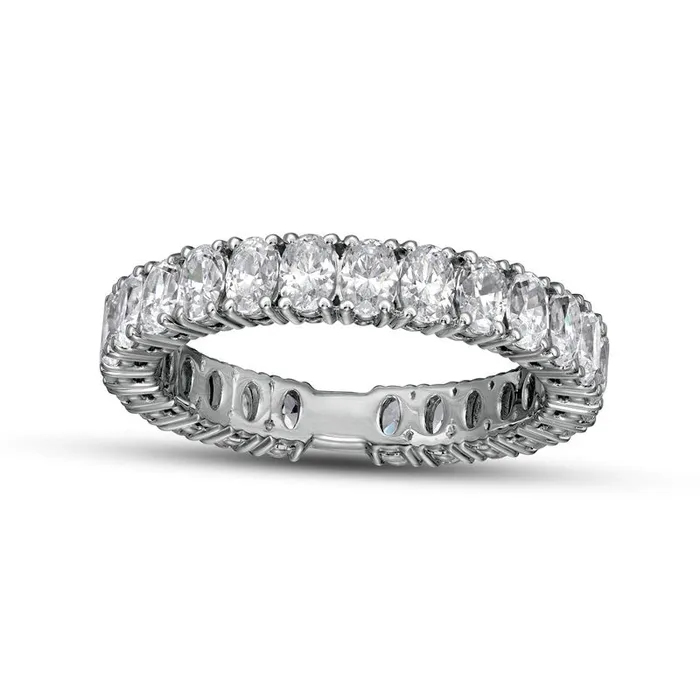 Goldia 2330 CT TW Certified Oval LabCreated Diamond Eternity Anniversary Band in Solid 14K White Gold FVS2 Rings