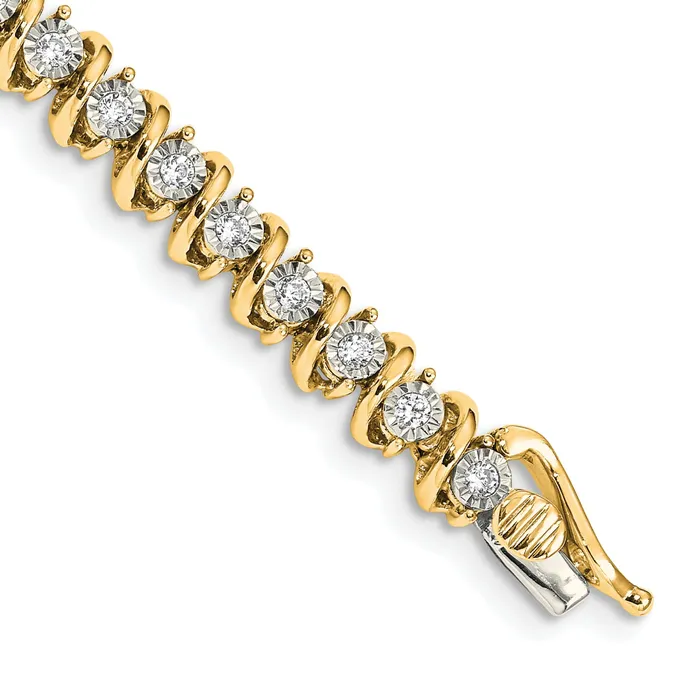 Goldia Bracelets 14k Yellow Gold 1 Ct Lab Grown Diamond VSSI G 725 inch Fancy Tennis Bracelet