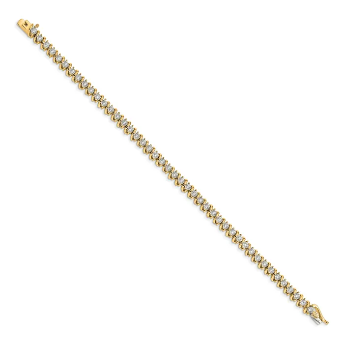 Goldia Bracelets 14k Yellow Gold 1 Ct Lab Grown Diamond VSSI G 725 inch Fancy Tennis Bracelet