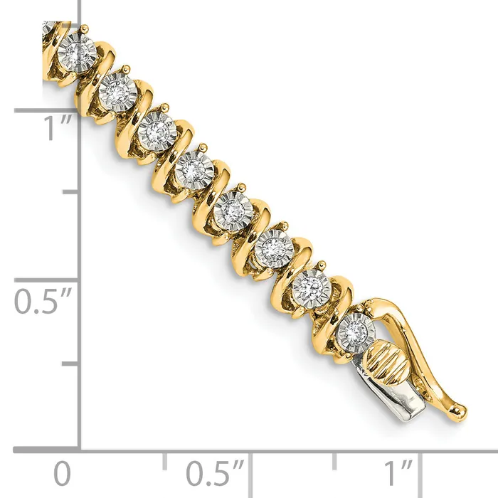 Goldia Bracelets 14k Yellow Gold 1 Ct Lab Grown Diamond VSSI G 725 inch Fancy Tennis Bracelet