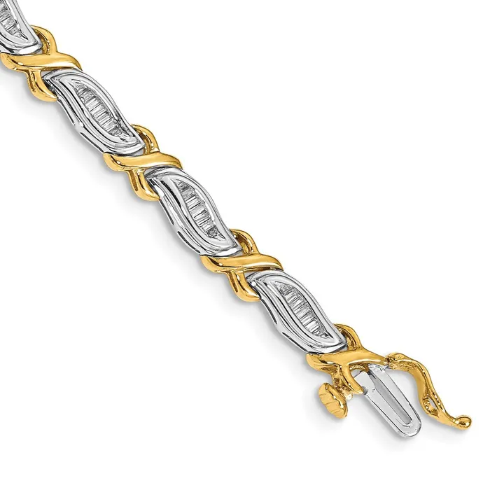 goldiaca Bracelets 14k TwoTone 1ct Baguette Natural Diamond Bracelet
