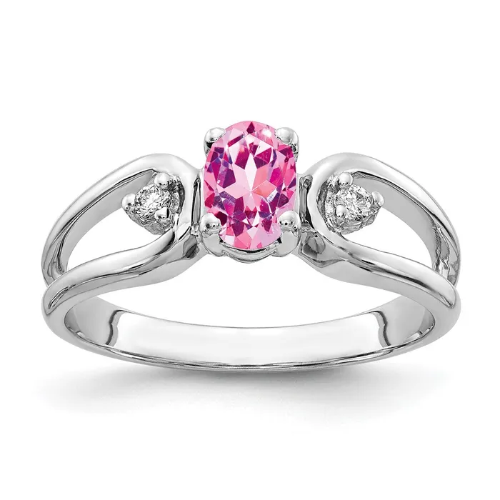 goldiaca Rings 14k White Gold 6x4mm Oval Pink Sapphire A Real Diamond ring