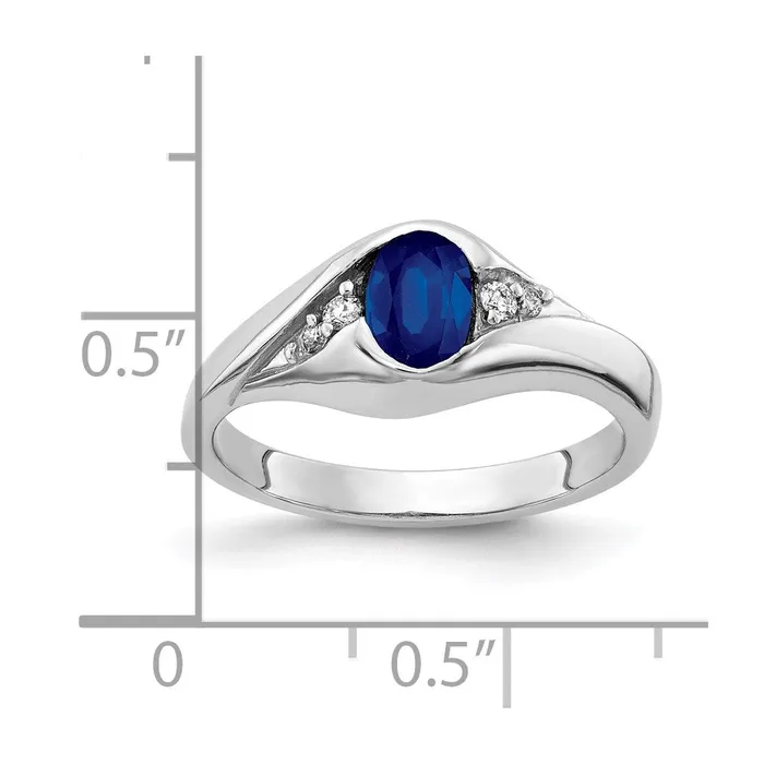 goldiaca Rings 14k White Gold 6x4mm Oval Sapphire AA Real Diamond ring