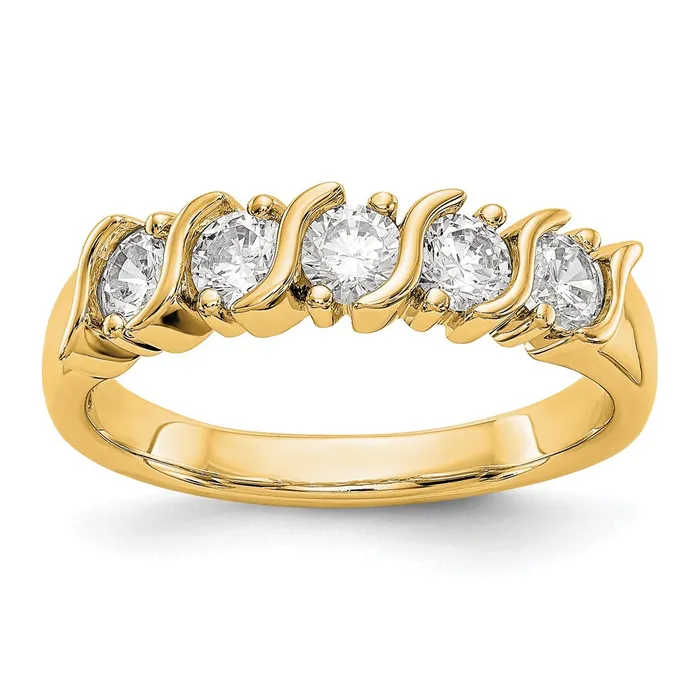 goldiaca Rings 14K Yellow Gold 5Stone Real Diamond Band