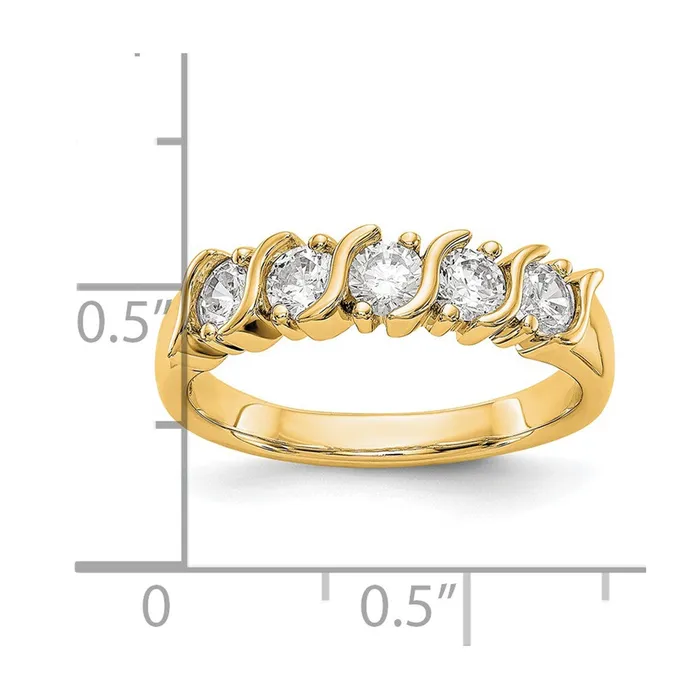 goldiaca Rings 14K Yellow Gold 5Stone Real Diamond Band