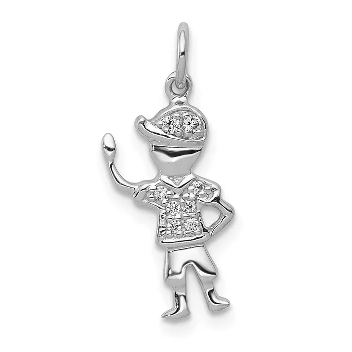 Goldia Charm Necklaces 14k White Gold Real Diamond Boy Charm