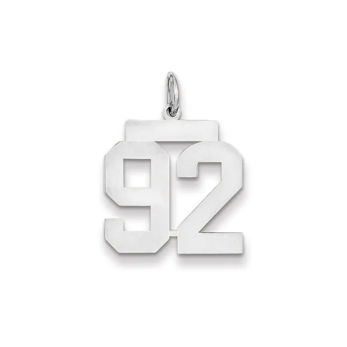 Goldia Charm Necklaces 14k White Gold WG Medium Polished Number 92 Charm