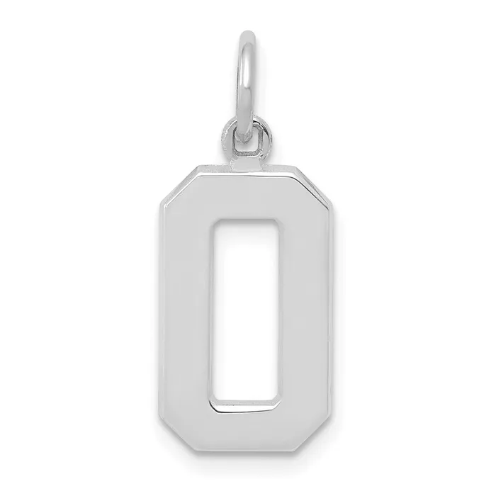 Goldia Charm Necklaces 14k White Goldw Medium Polished Number 0 Charm