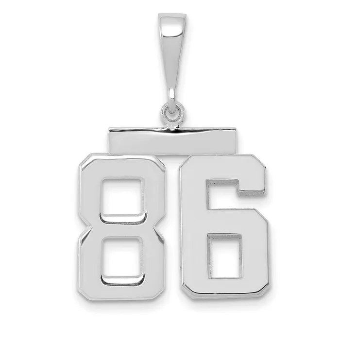 Goldia Charm Necklaces 14k White Goldw Medium Polished Number 86 Charm