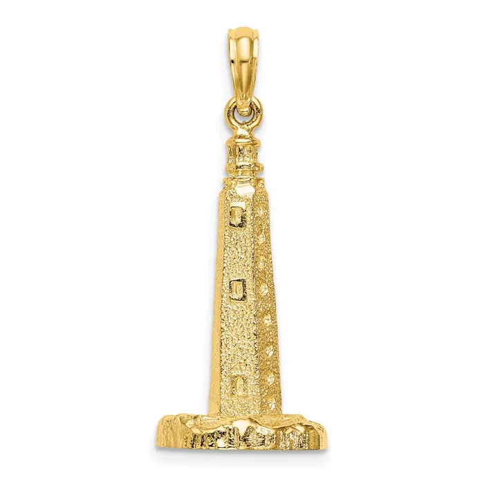 Goldia Charm Necklaces 14k Yellow Gold 3D Cape Henlopen Lighthouse De Charm Goldia Charm Necklaces 14k Yellow Gold 3D Cape Henlopen Lighthouse De Charm
