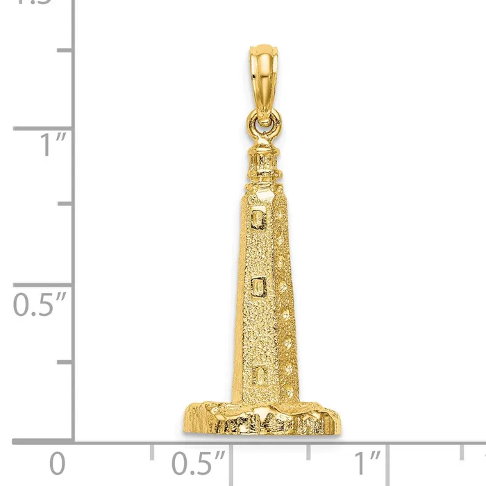 Goldia Charm Necklaces 14k Yellow Gold 3D Cape Henlopen Lighthouse De Charm