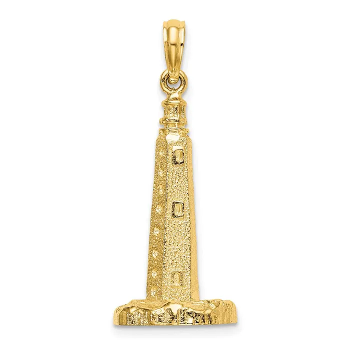 Goldia Charm Necklaces 14k Yellow Gold 3D Cape Henlopen Lighthouse De Charm