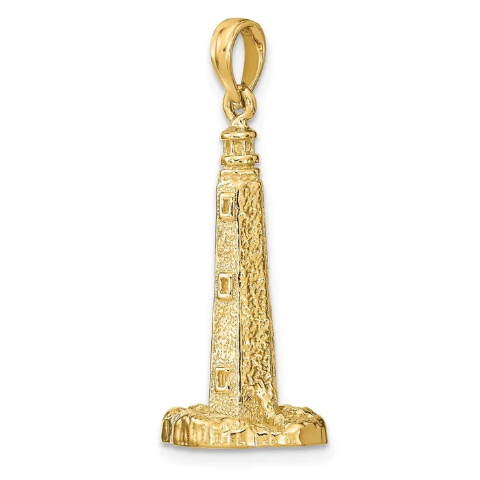 Goldia Charm Necklaces 14k Yellow Gold 3D Cape Henlopen Lighthouse De Charm