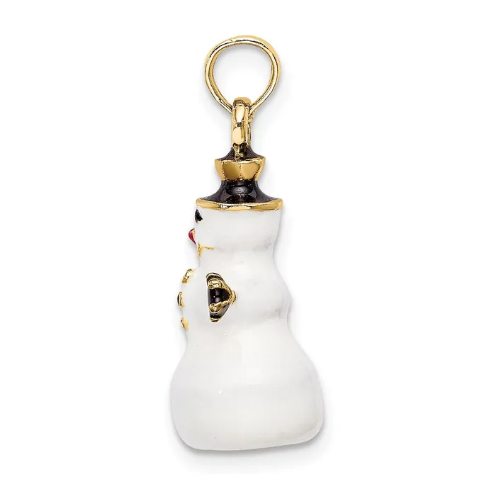 Goldia Charm Necklaces 14k Yellow Gold 3D Enamel Snowman Charm