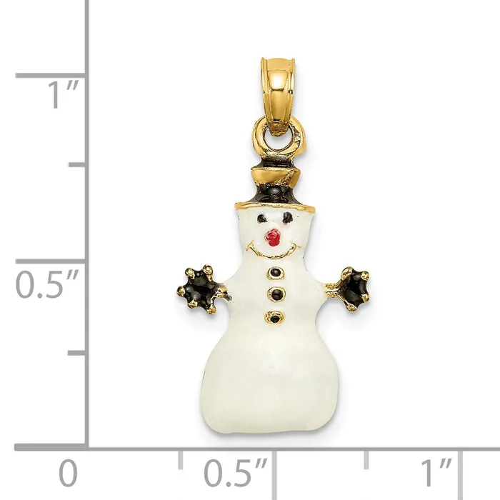 Goldia Charm Necklaces 14k Yellow Gold 3D Enamel Snowman Charm