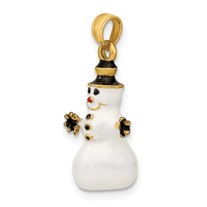 Goldia Charm Necklaces 14k Yellow Gold 3D Enamel Snowman Charm