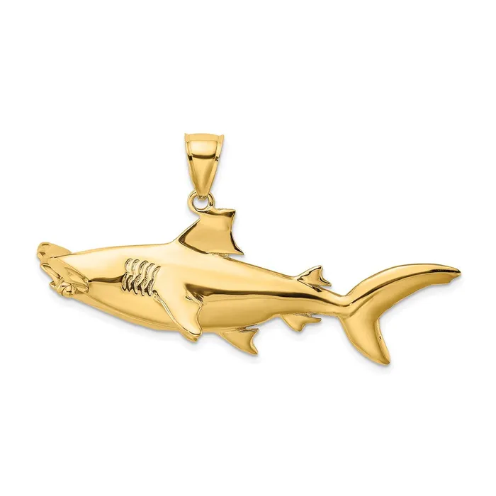 Goldia Charm Necklaces 14k Yellow Gold 3D Hammerhead Shark Charm
