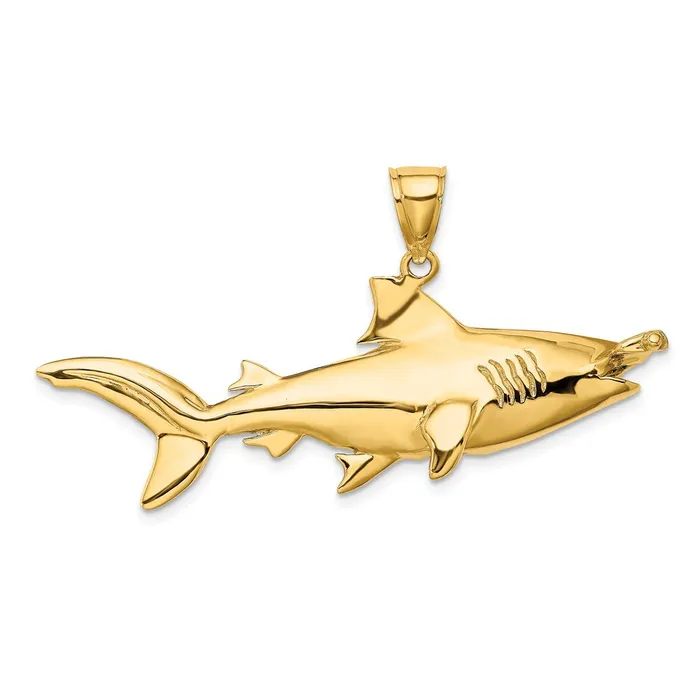 Goldia Charm Necklaces 14k Yellow Gold 3D Hammerhead Shark Charm