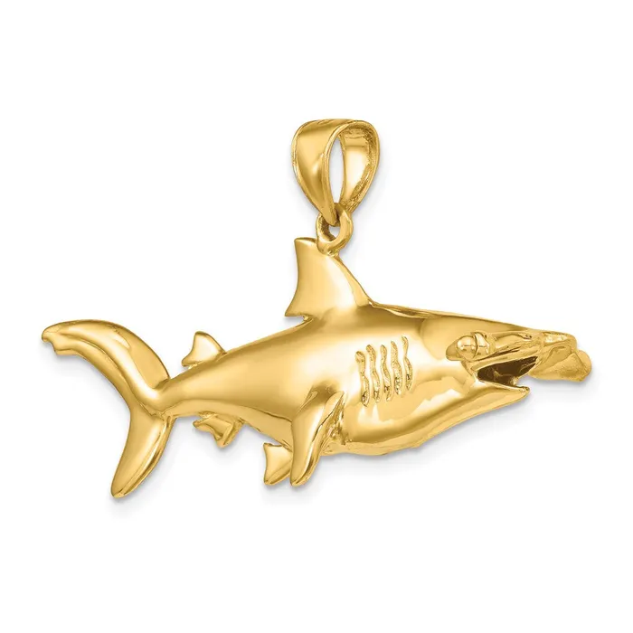 Goldia Charm Necklaces 14k Yellow Gold 3D Hammerhead Shark Charm